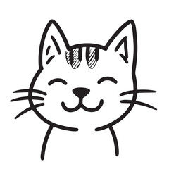 Cat Doodle Black and White Illustration Vector Image Cute Kitten Sketch Line Art Drawing Silhouette