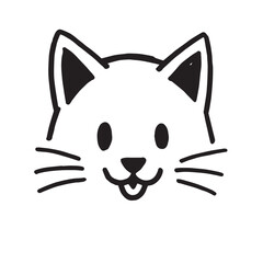 Cat Doodle Black and White Illustration Vector Image Cute Kitten Sketch Line Art Drawing Silhouette