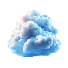 Fluffy cloud formation with soft blue and white hues against a creating a dreamy and ethereal atmosphere perfect for design projects on transparent background