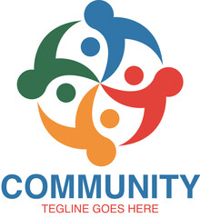 Colorful Community Logo Design – Unity and Teamwork Vector