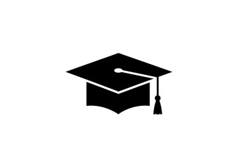 Graduation cap icon with tassel education symbol on transparent