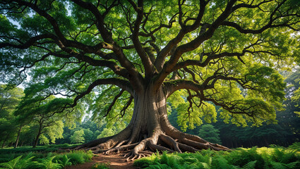 Tree trunk and leaves showing eco-friendly environment and sustainability