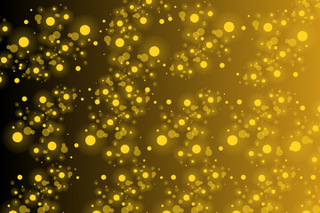 Bokeh lights, snow, winter golden 