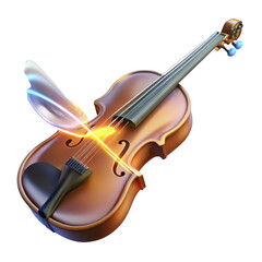 Fototapeta premium Artistic violin with glowing light and feather isolated on transparent background