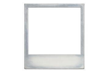 Silver instant photo frame with transparent background, perfect for showcasing pictures or designs