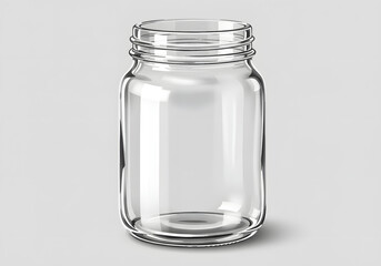 Isolated empty glass jar with screw lid and transparent background