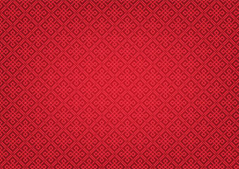 Traditional square Chiness style pattern on red background.