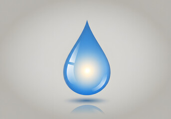 Illustrative transparent blue water droplet with glossy texture