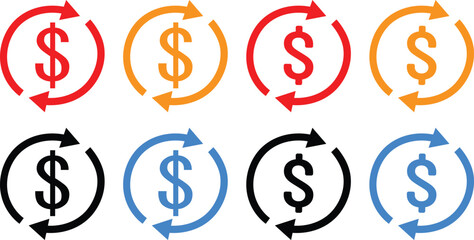 refund money icon thin flat design outline style vector sign illustration,
