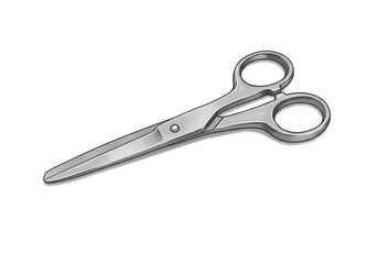 Metallic scissors illustration on transparent background