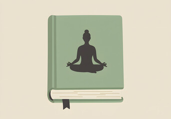 Meditation book silhouette design for education and wellness