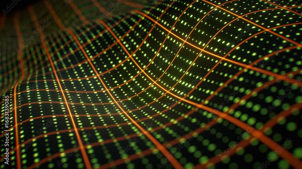 Poster technology wave grid background, 3d rendering.
