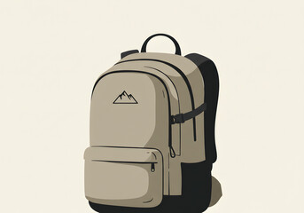 Minimalist backpack illustration against transparent background
