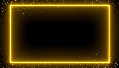 Glowing Golden Frame with Sparkling Particles on Black Background