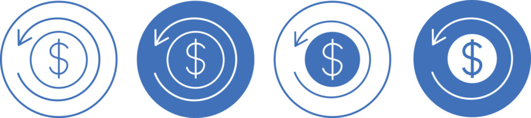 Refund and Money Transfer Icon. Money transfer icon with circular arrows vector icons,  Chargeback vector flat icons  illustration,
