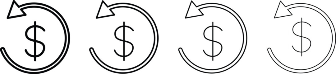 Money Refund Icon..refund money icon thin flat sign,  Financial payment vector illustration,
