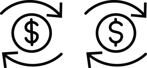 Refund line icon vector set. refund money icon thin flat sign  design vector sign symbol,