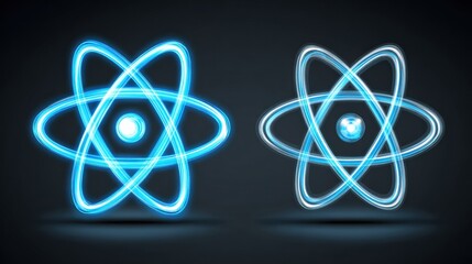 Visual representation of atomic structures featuring dynamic blue energy patterns on a black background emphasizes scientific concepts in a captivating way.