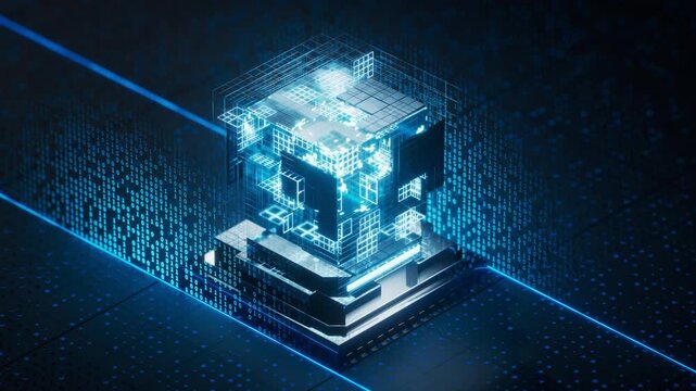 Technology circuit board and core, 3d rendering.