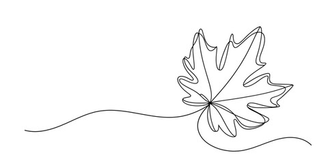 Maple Leaf Continuous One Line Drawing Vector Illustration