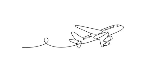 Airplane Continuous One Line Drawing Vector Illustration © MDJAHIDUL