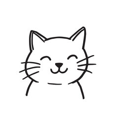Cat Doodle Black and White Illustration Vector Image Cute Kitten Sketch Line Art Drawing Silhouette