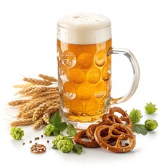 Oktoberfest Beer German Beer Wheat Hops and Pretzels