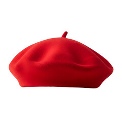 Vibrant red beret perfect for fashion designs and artistic projects showcasing style and elegance with a pop of color on transparent background