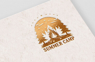 Summer camping 3d badge design