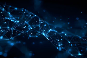 Abstract blue background with glowing light waves and digital lines, representing the concept of fast internet speed in data transfer technology.