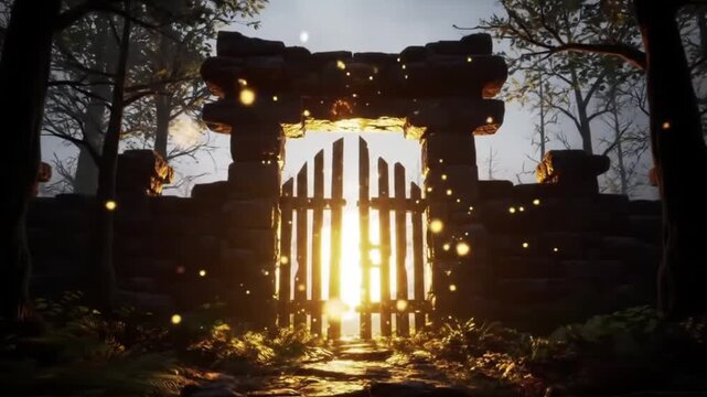 Enchanting Forest Gate at Dawn