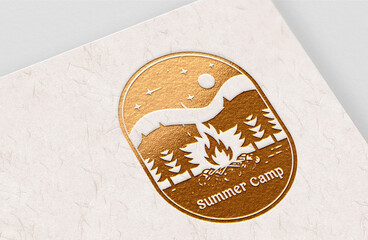 Summer camping 3d badge design
