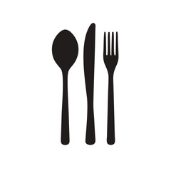 fork, spoon and knife black icon concept. Plate, fork, spoon and knife vector illustration, symbol, sign, fork, spoon knife Icon, fork, spoon knife Icon