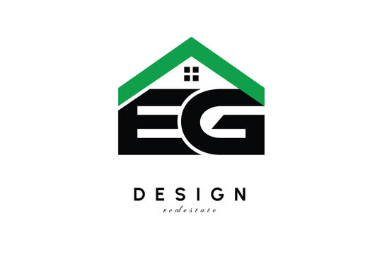 EG Letter Logo &ndash; Green Roof House Monogram for Real Estate & Home Branding