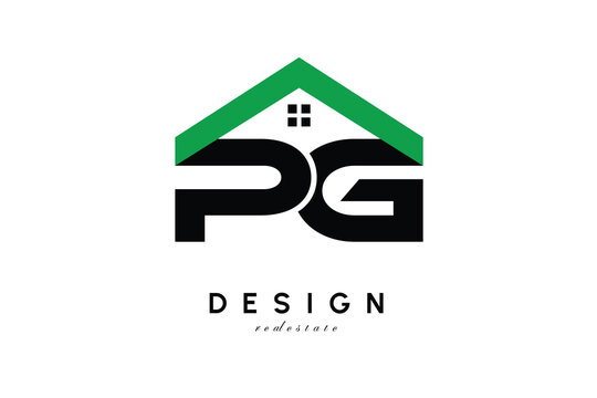 PG Letter Logo &ndash; Green Roof House Monogram for Real Estate & Home Branding