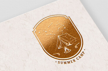 Summer camping 3d badge design