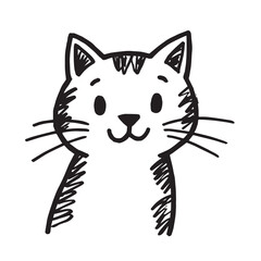 Cat Doodle Black and White Illustration Vector Image Cute Kitten Sketch Line Art Drawing Silhouette