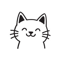 Cat Doodle Black and White Illustration Vector Image Cute Kitten Sketch Line Art Drawing Silhouette