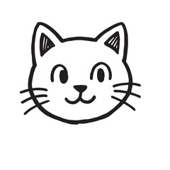 Cat Doodle Black and White Illustration Vector Image Cute Kitten Sketch Line Art Drawing Silhouette