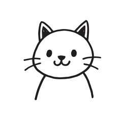 Cat Doodle Black and White Illustration Vector Image Cute Kitten Sketch Line Art Drawing Silhouette