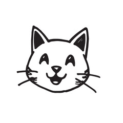 Cat Doodle Black and White Illustration Vector Image Cute Kitten Sketch Line Art Drawing Silhouette
