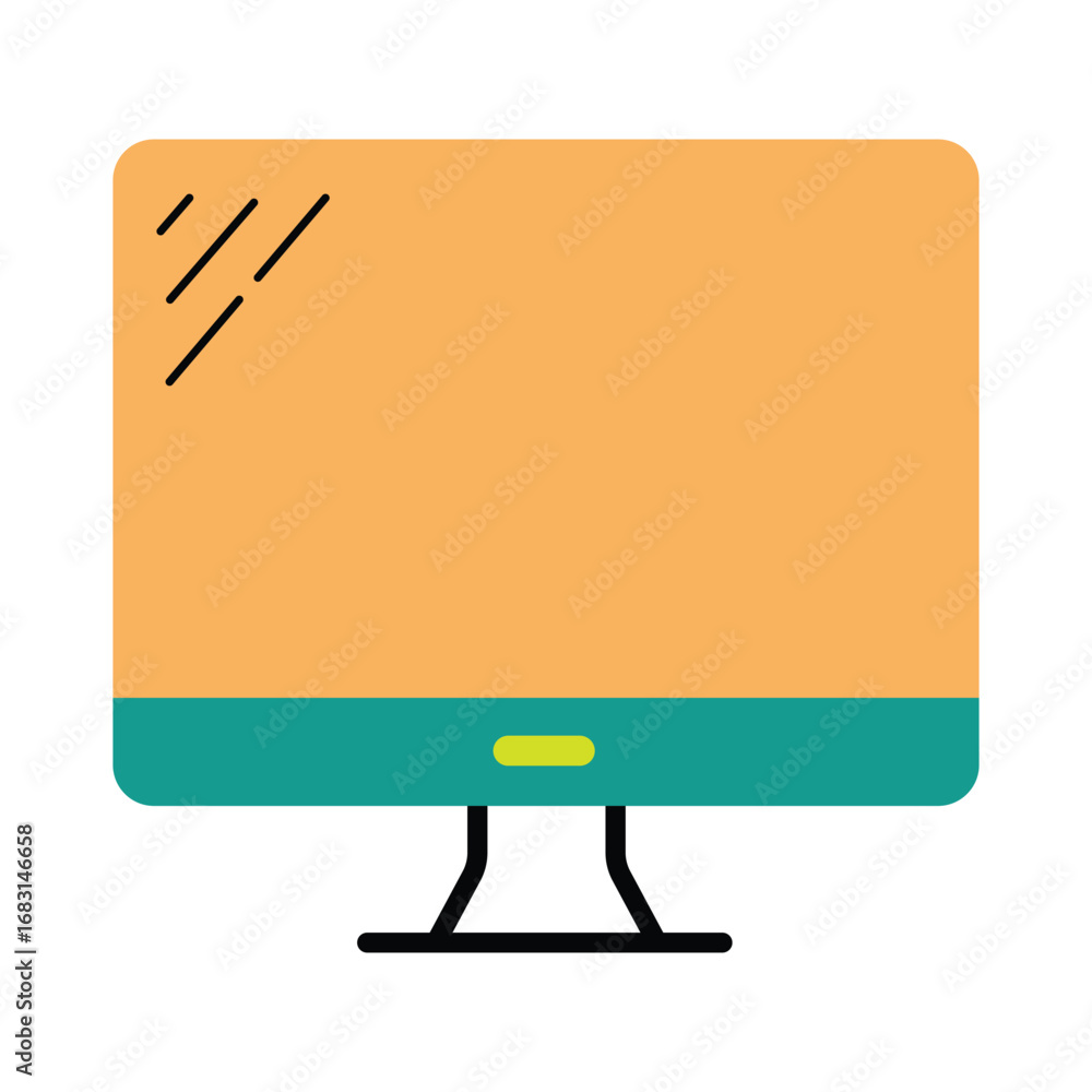 Poster simple flat design illustration of a desktop display or pc screen.colorful graphic of a computer scr