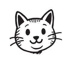 Cat Doodle Black and White Illustration Vector Image Cute Kitten Sketch Line Art Drawing Silhouette