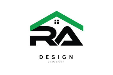 RA Letter Logo – Green Roof House Monogram for Real Estate & Home Branding