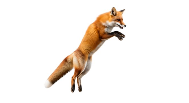 Agile Red Fox Leaping Gracefully During a Dynamic Hunt Capturing a Swift Mid-Air Movement with Focused Intensity