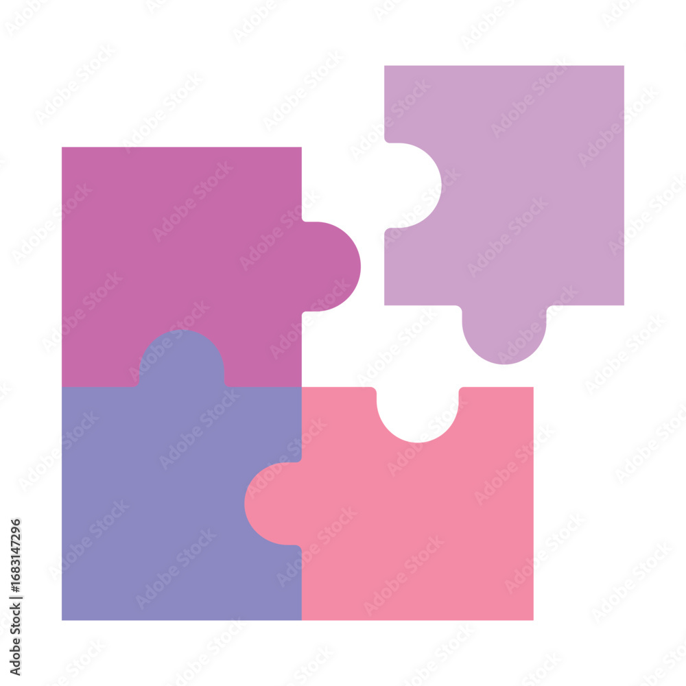 Poster Flat design icon of a jigsaw puzzle for problem-solving and solutions.Modern vector illustration of puzzle parts symbolizing connection and strategy.