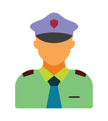 Police officer avatar icon in a modern flat design.Law enforcement and public safety symbol, isolated on white.