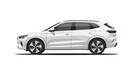 Sleek electric suv illustration in bright white with modern design
