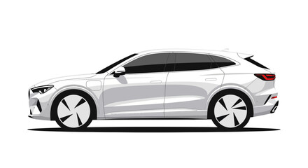 Sleek white electric crossover suv illustration on a white background