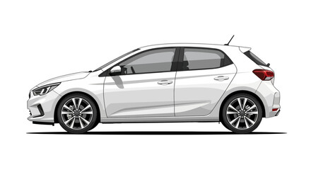 Fototapeta premium Sleek white hatchback illustration showcasing modern design elements and style